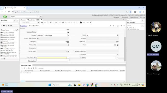 23. Qualmed Session 22 - Requisition , Purchase order, Material receipt